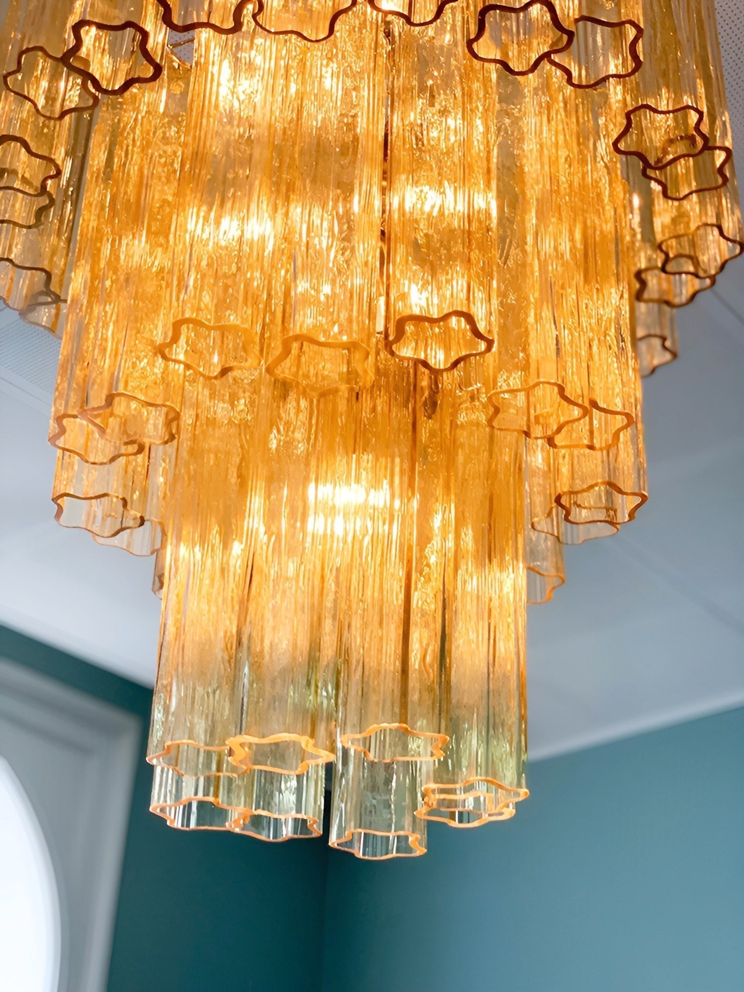 Eireraria Chandelier Yellow Glass Tube Tiered Warm