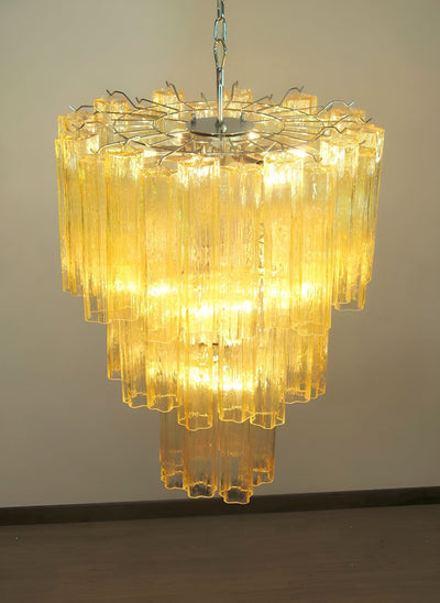 Eireraria Chandelier Yellow Glass Tube Tiered Warm