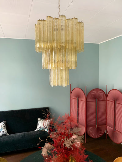 Eireraria Chandelier Yellow Glass Tube Tiered Warm