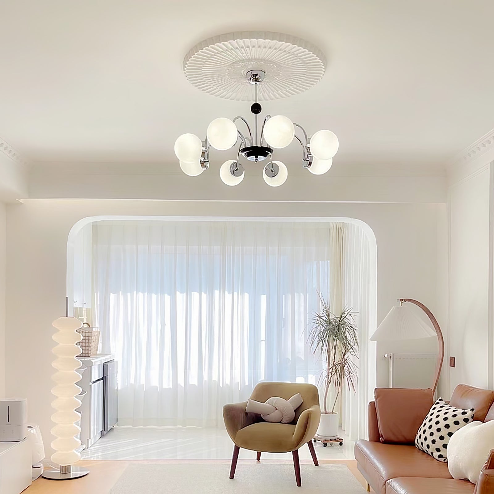 Halion Chandelier Rod Frame and White