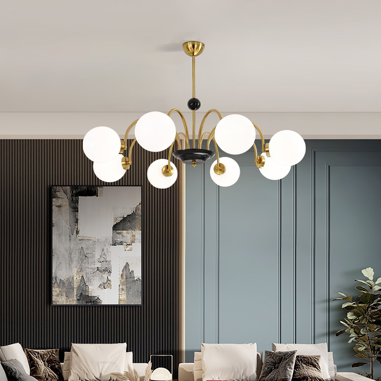 Halion Chandelier Rod Frame and White