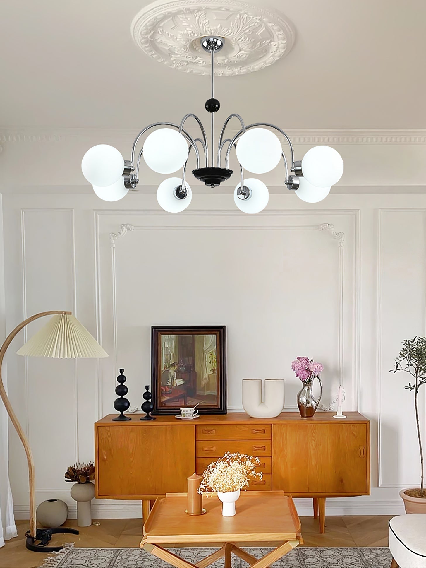 Halion Chandelier Rod Frame and White