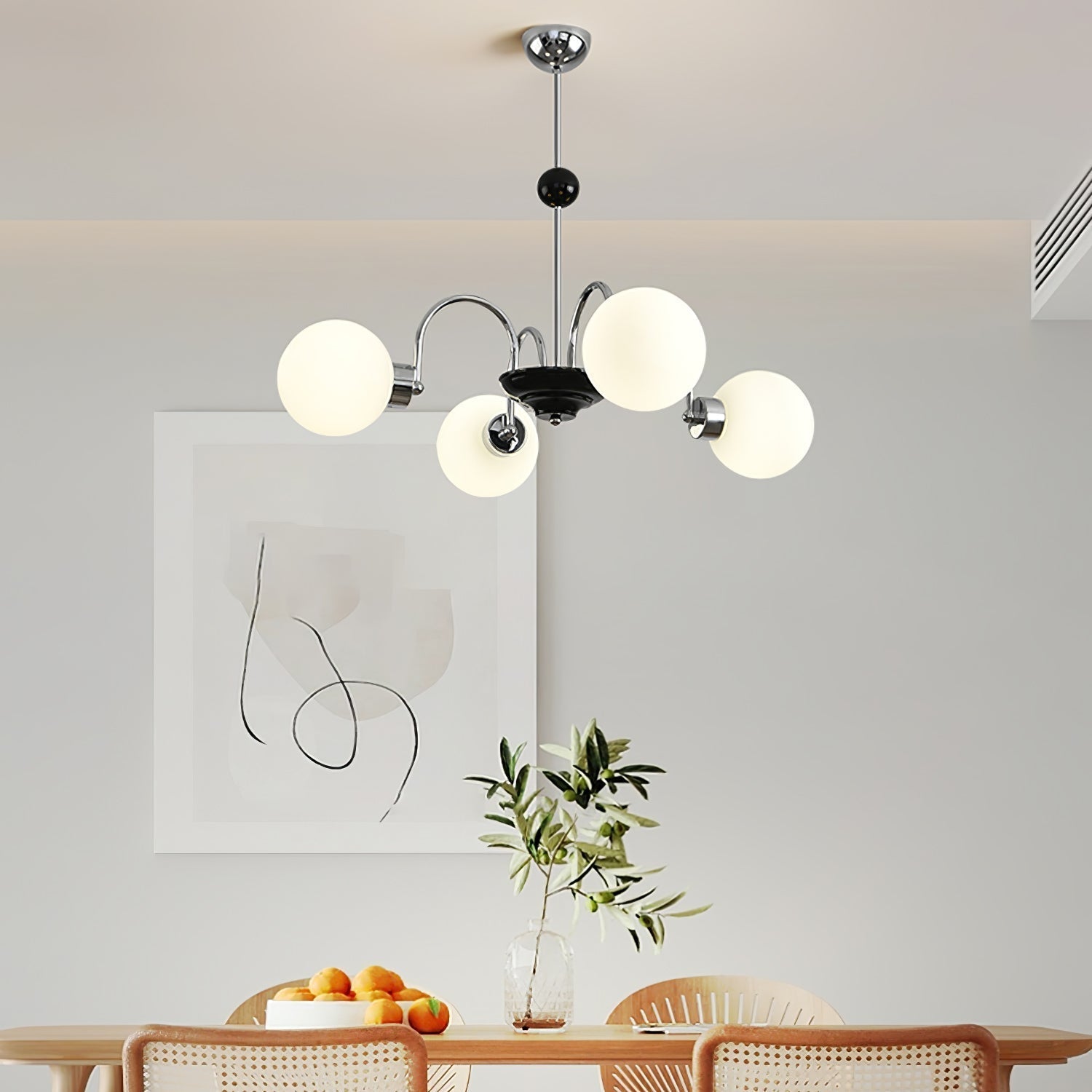 Halion Chandelier Rod Frame and White