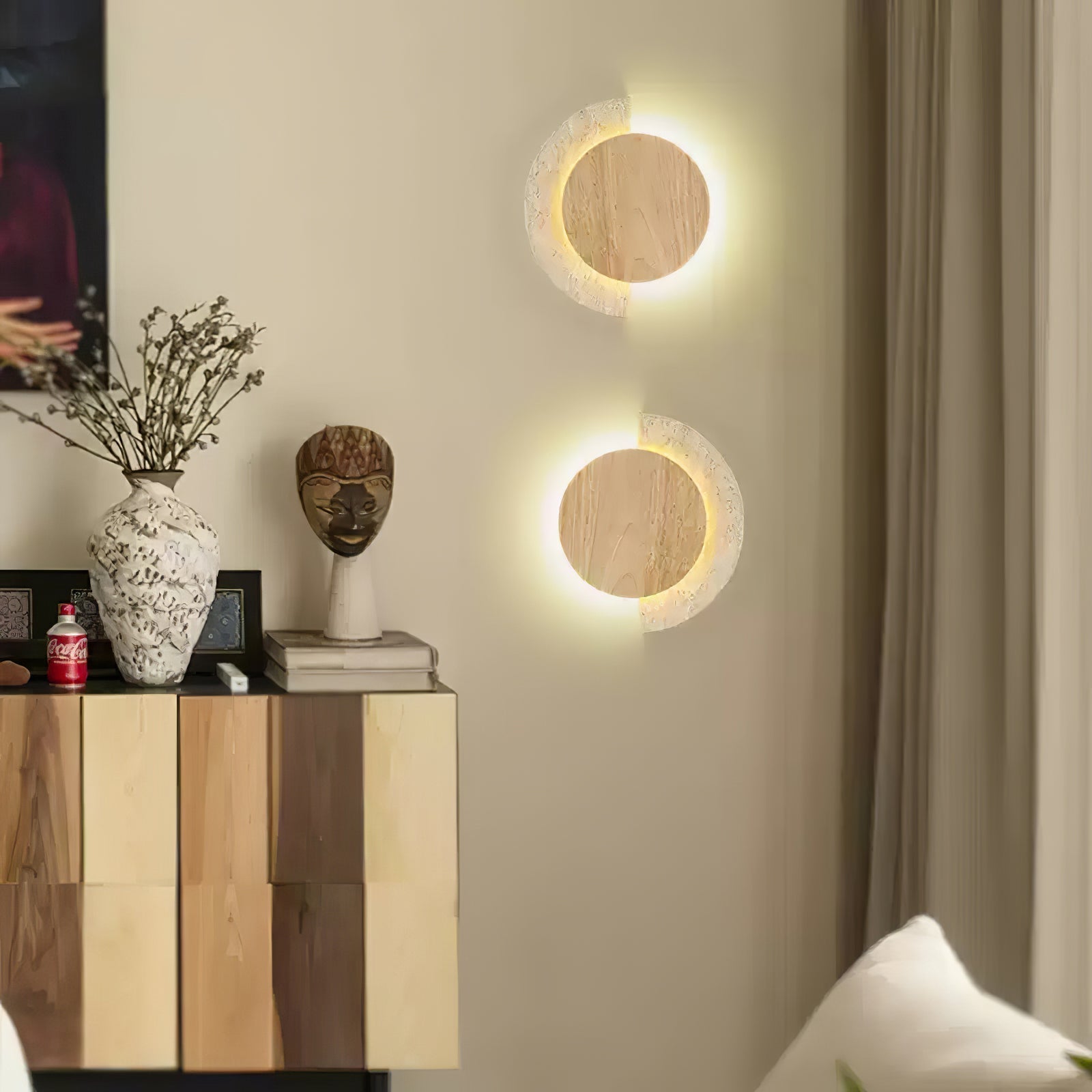Coraeen Half-Moon Travertine Wall Light