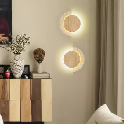 Coraeen Half-Moon Travertine Wall Light
