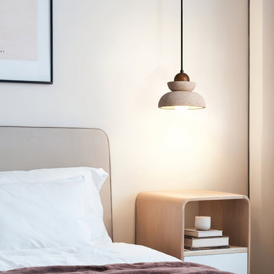 Noruena Tiered-Bell Travertine Pendant Light