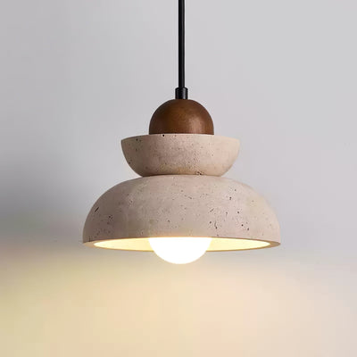 Noruena Tiered-Bell Travertine Pendant Light