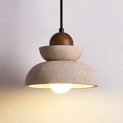 Noruena Tiered-Bell Travertine Pendant Light