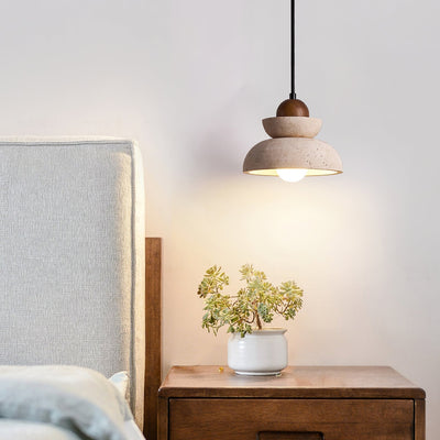 Noruena Tiered-Bell Travertine Pendant Light
