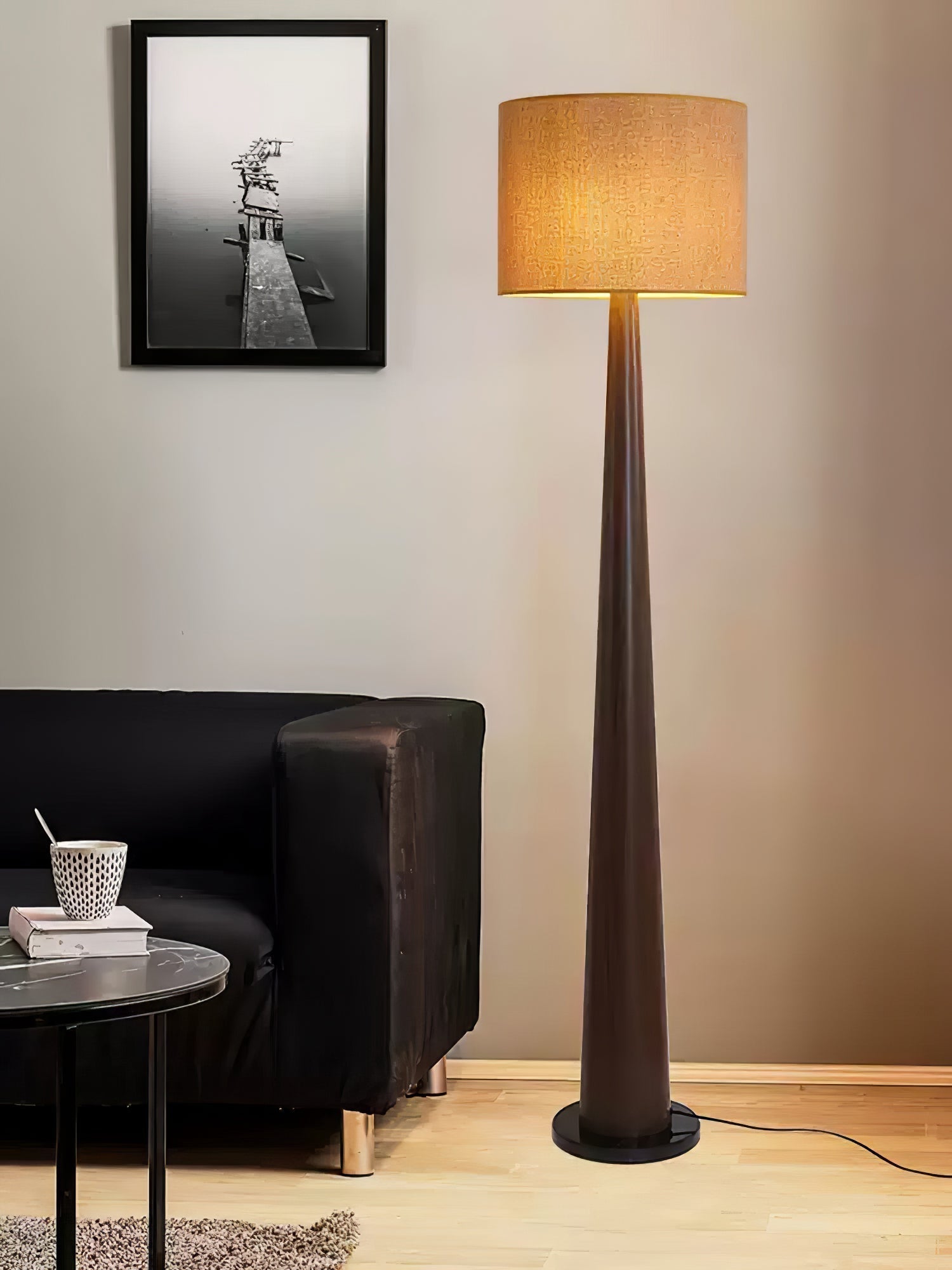 Ersilir Cylindrical Wood Floor Lamp