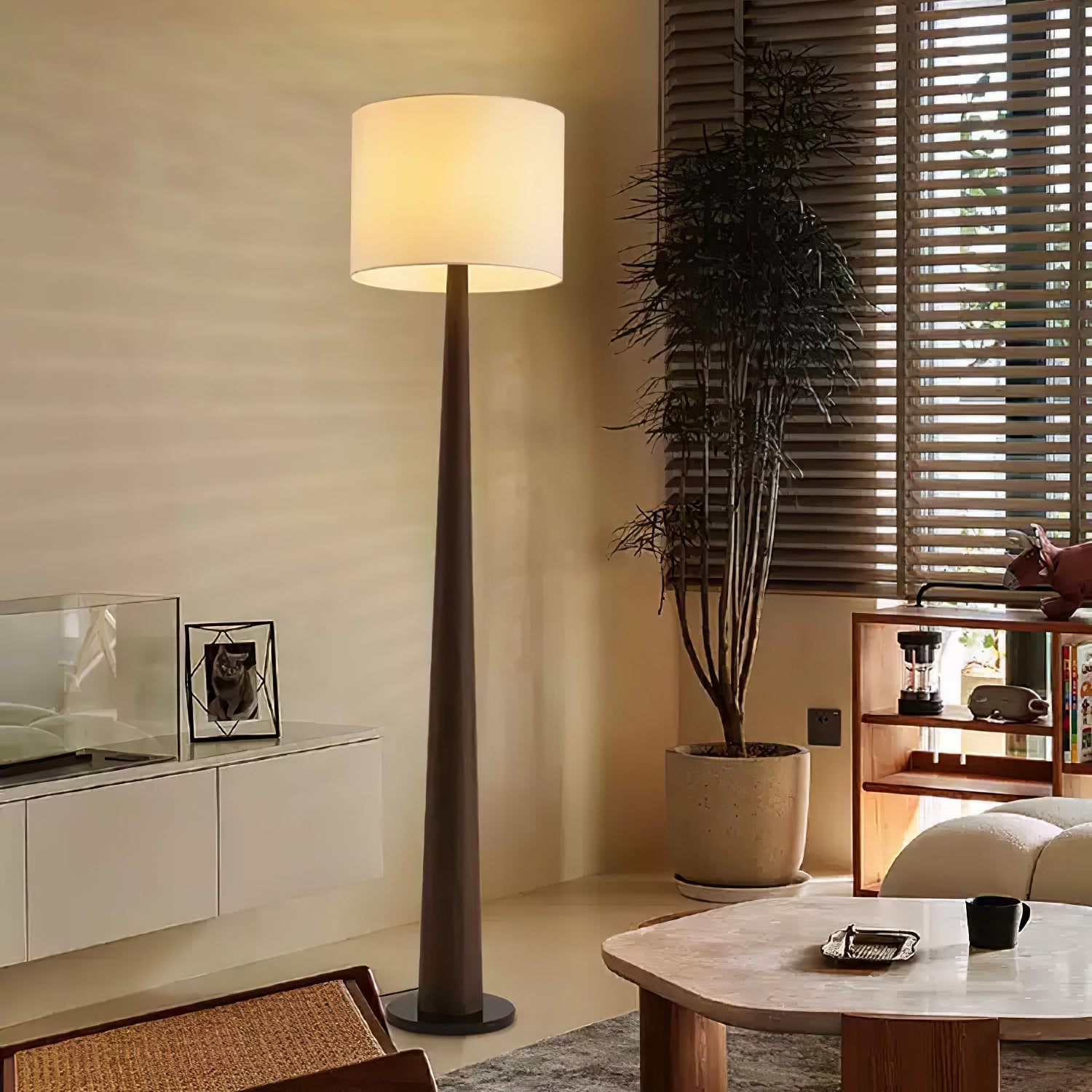 Ersilir Cylindrical Wood Floor Lamp