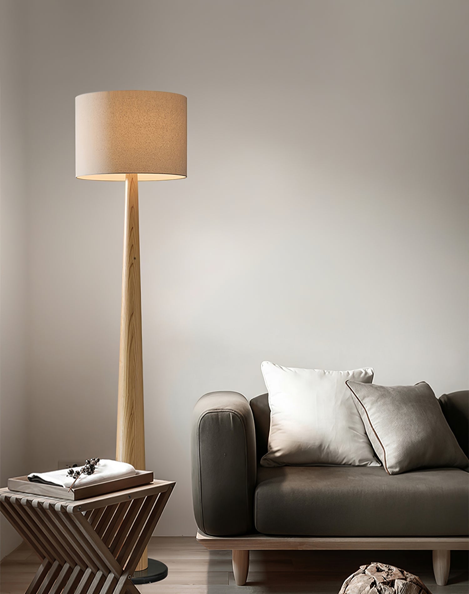 Ersilir Cylindrical Wood Floor Lamp