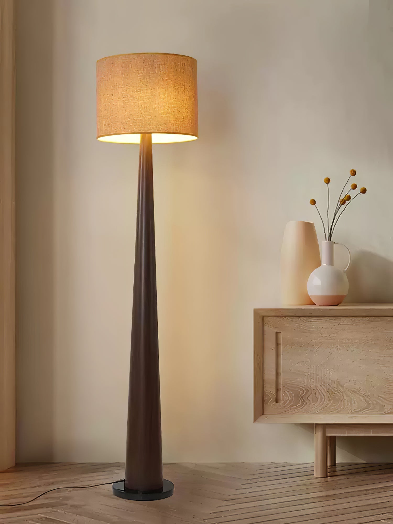 Ersilir Cylindrical Wood Floor Lamp