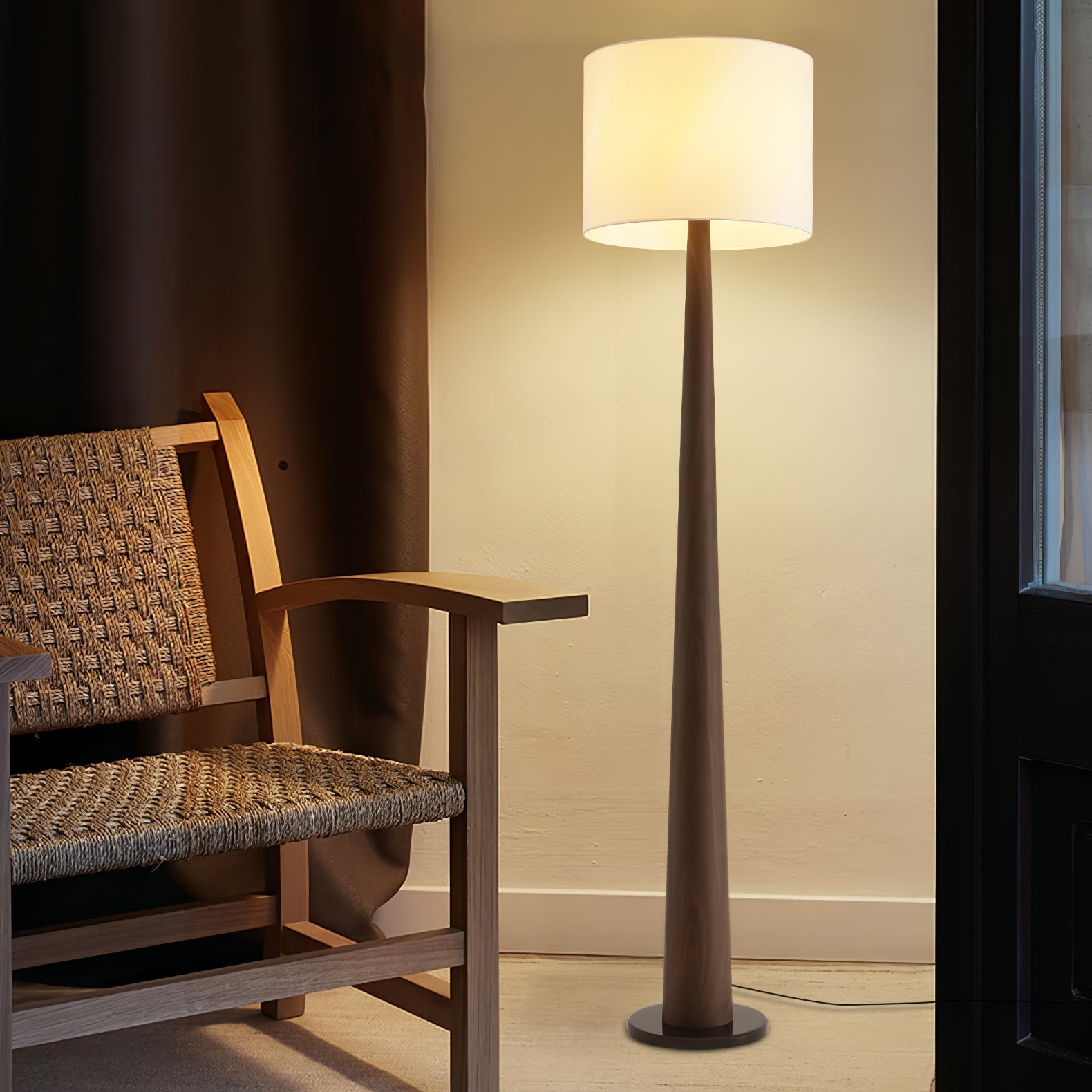 Ersilir Cylindrical Wood Floor Lamp