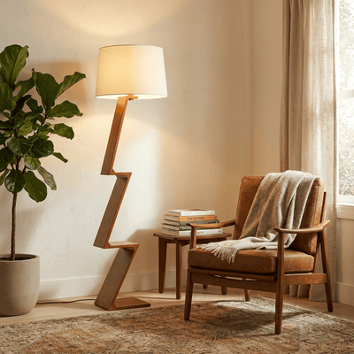 Zigzag Solid Wood Floor Lamp