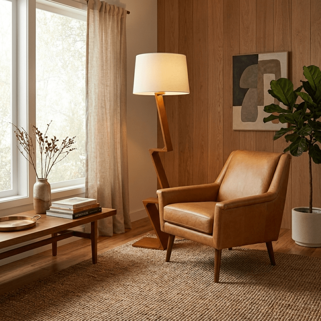 Zigzag Solid Wood Floor Lamp