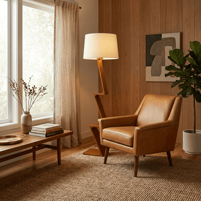 Zigzag Solid Wood Floor Lamp