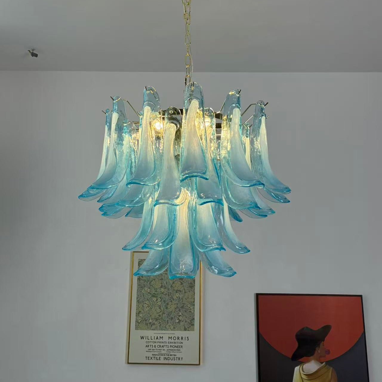 Elio Azure Drift Glass Chandelier