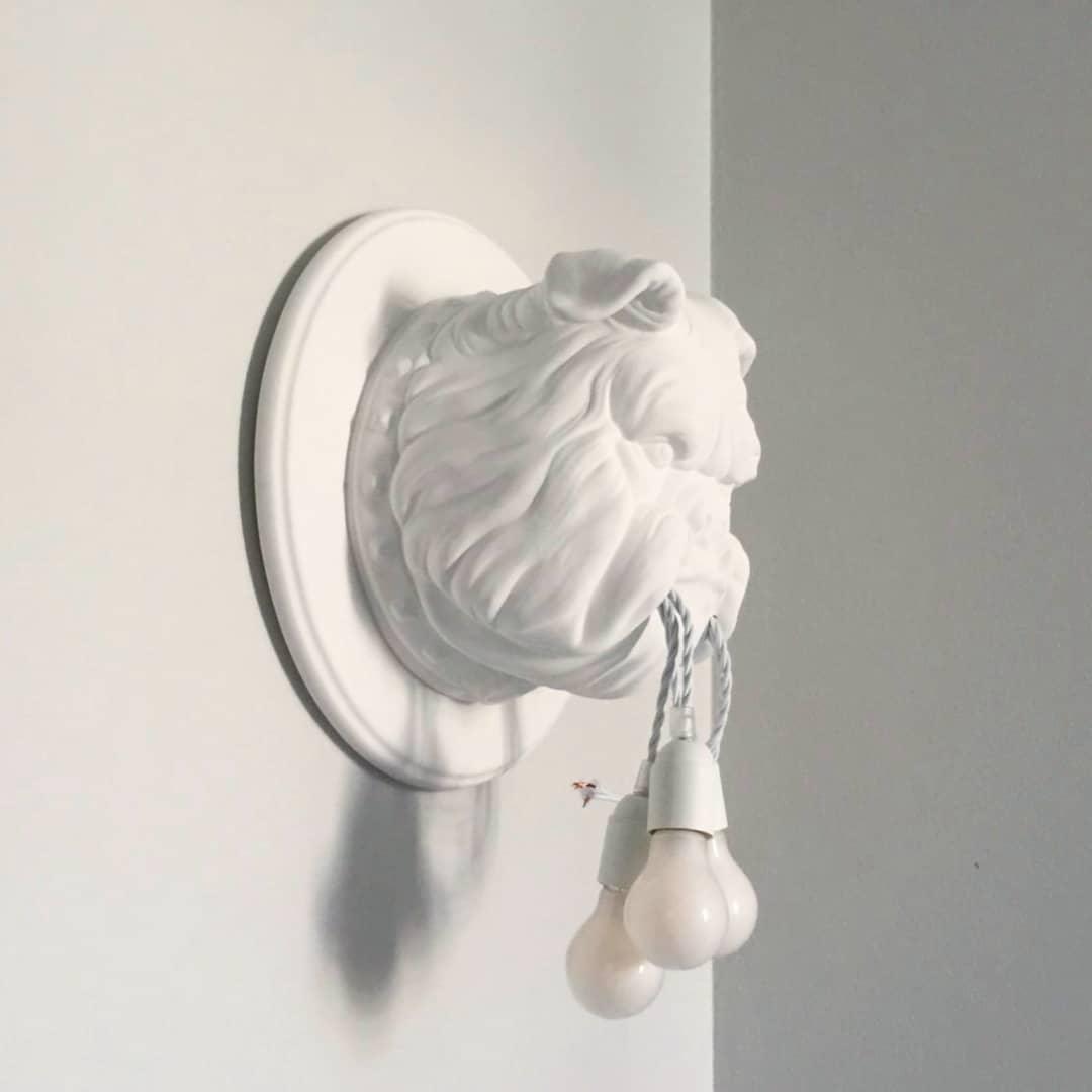 Umeri Wall Lamp Bulldog Sculpture Whimsical