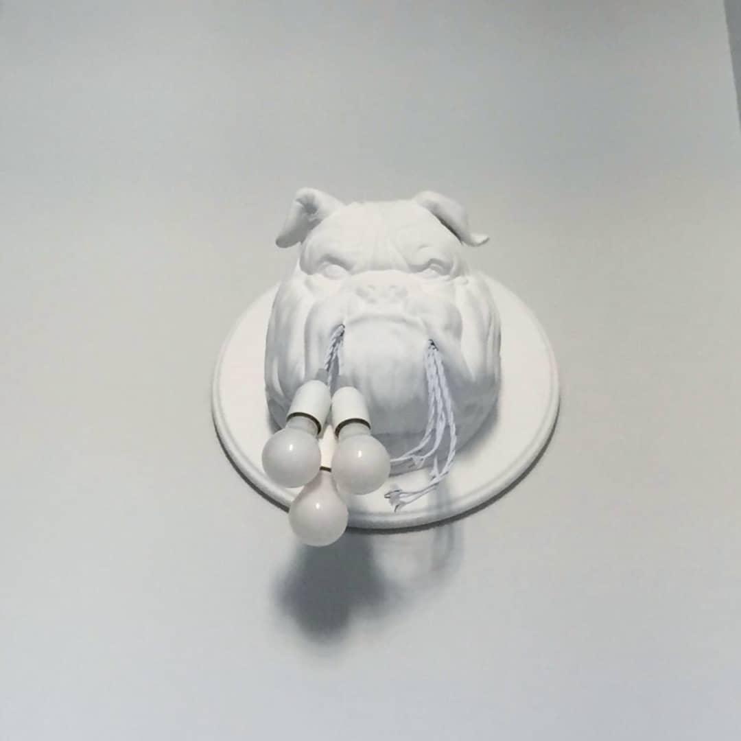 Umeri Wall Lamp Bulldog Sculpture Whimsical