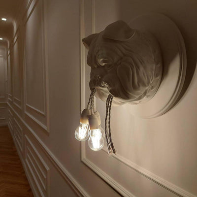 Umeri Wall Lamp Bulldog Sculpture Whimsical