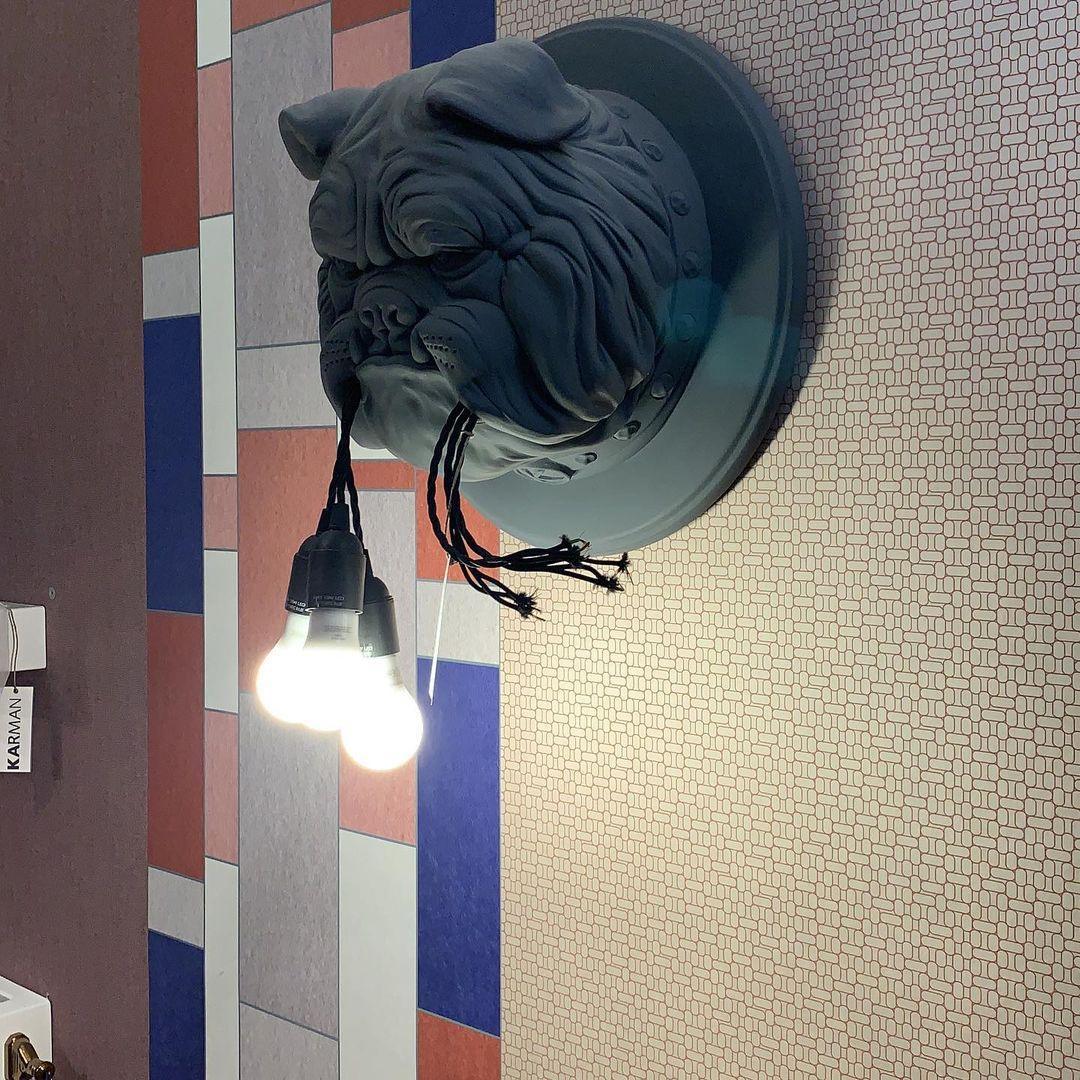 Umeri Wall Lamp Bulldog Sculpture Whimsical