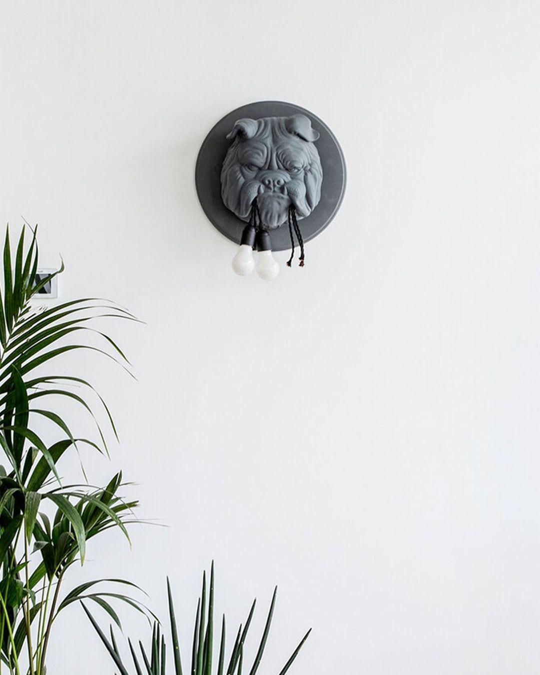 Umeri Wall Lamp Bulldog Sculpture Whimsical