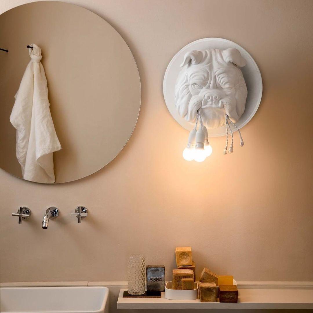 Umeri Wall Lamp Bulldog Sculpture Whimsical