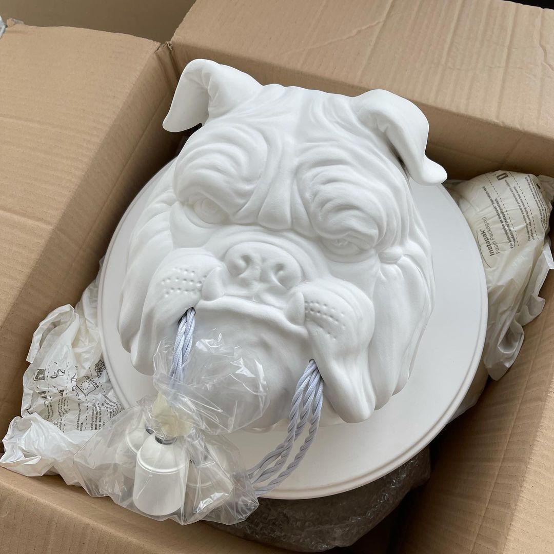 Umeri Wall Lamp Bulldog Sculpture Whimsical