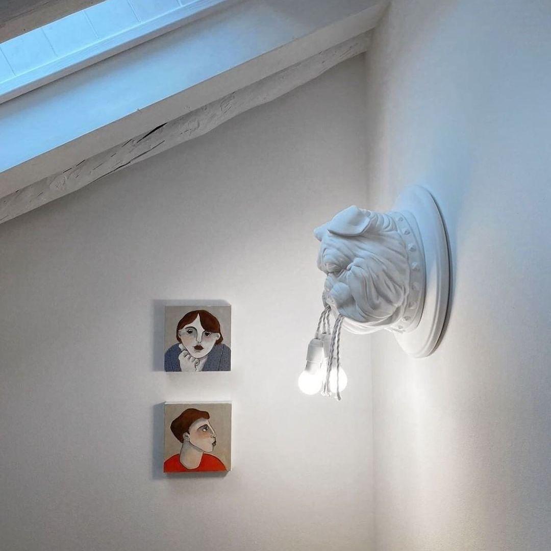 Umeri Wall Lamp Bulldog Sculpture Whimsical