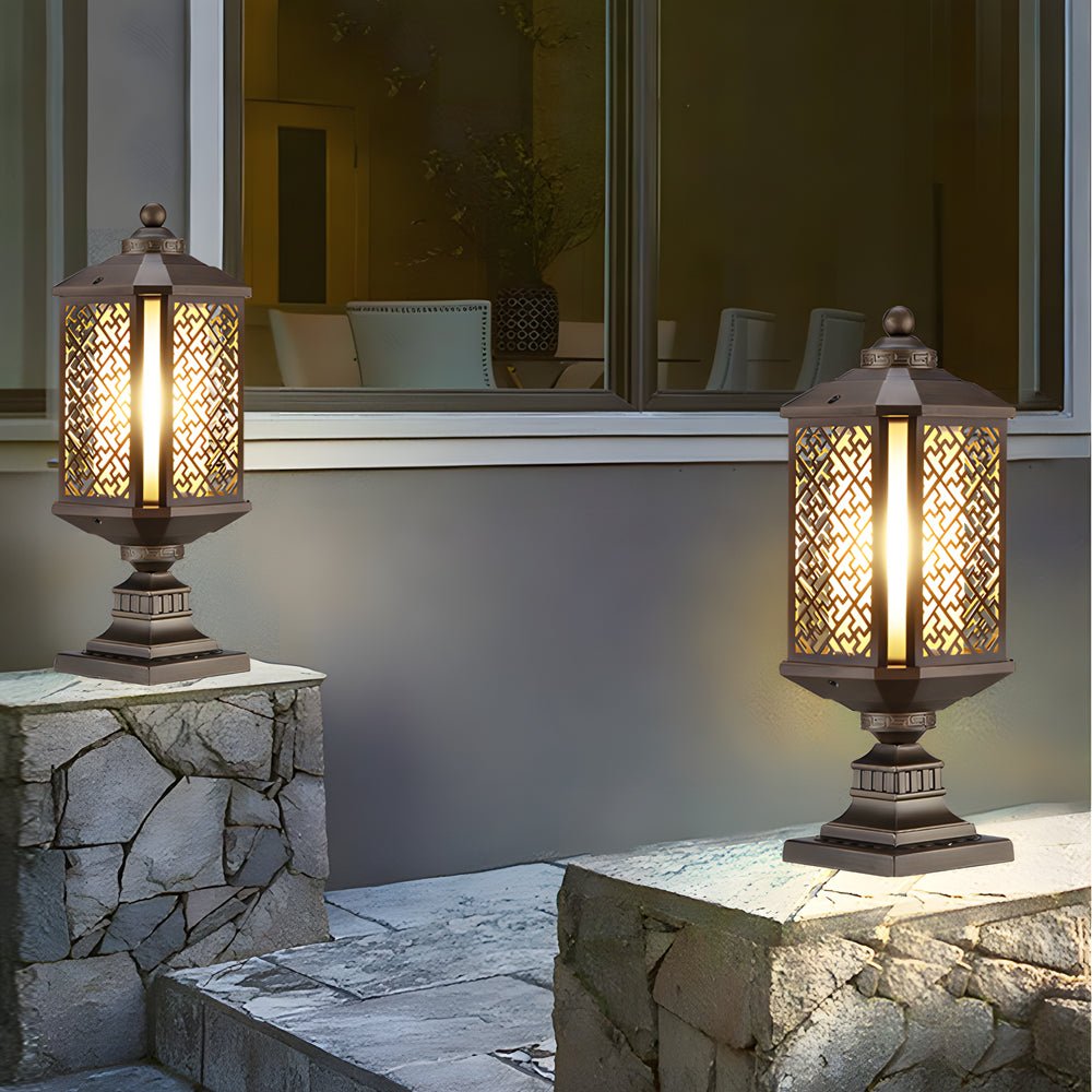 Emmett Antique Shade Retro Glass Aluminum Outdoor Post Lights