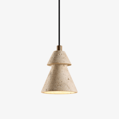 Toren Tiered Travertine Cone Pendant Light