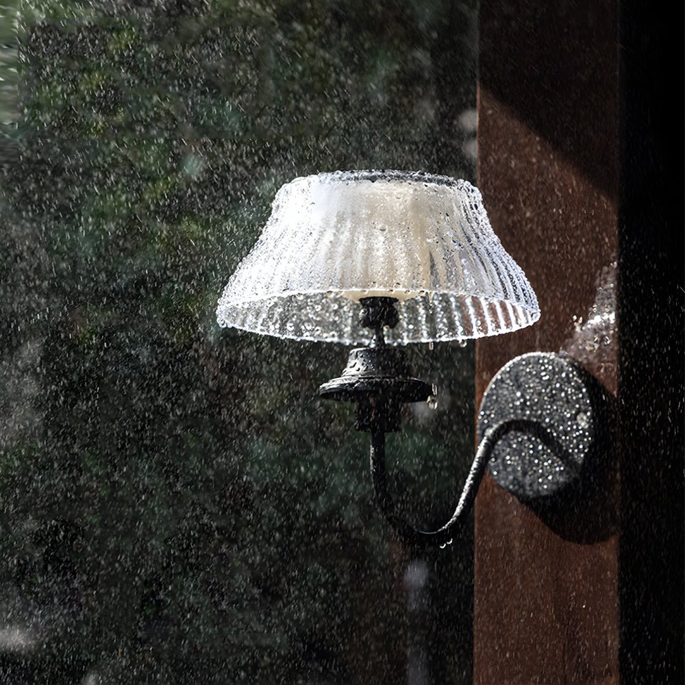 Precious Metallic Arm Solar Glass Iron Outdoor Wall Light