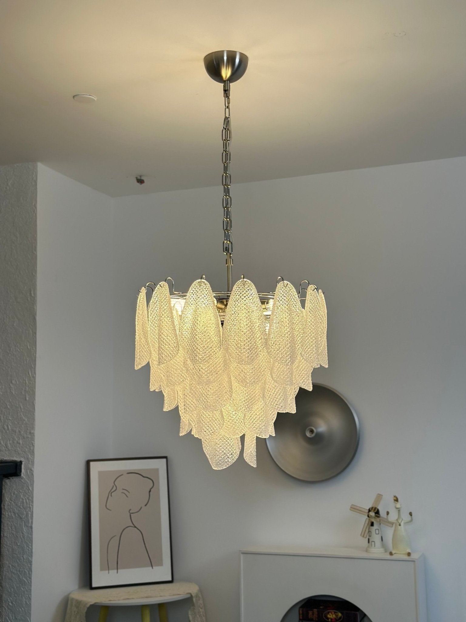 Prelit Glass Teardrop Chandelier
