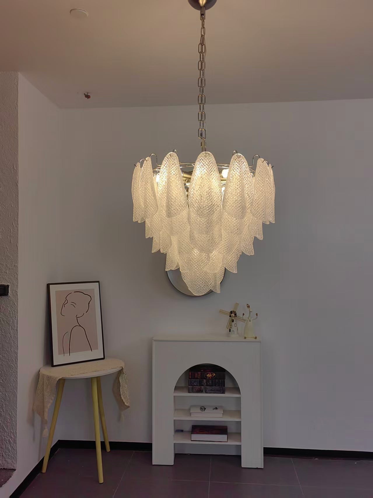 Prelit Glass Teardrop Chandelier