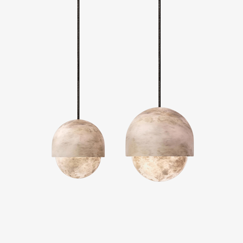 Valcien Lunar Dome Alabaster Pendant Light