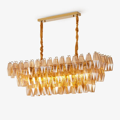 Lioraiel Chandelier Amber Prism Glass Rectangular Layered