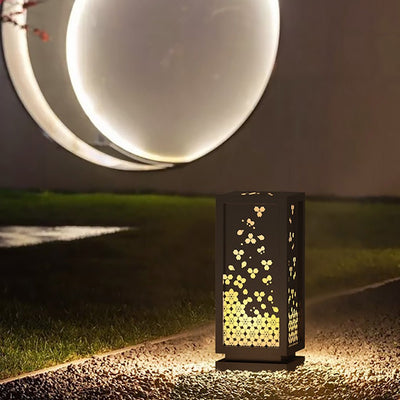 Patience Carved Floral Lampshade Resin Steel Garden Outdoor Light
