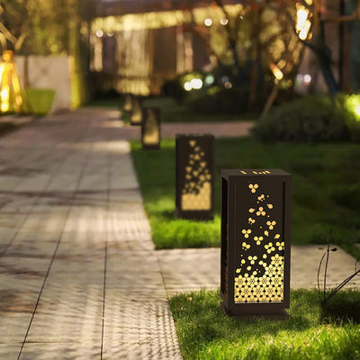 Patience Carved Floral Lampshade Resin Steel Garden Outdoor Light