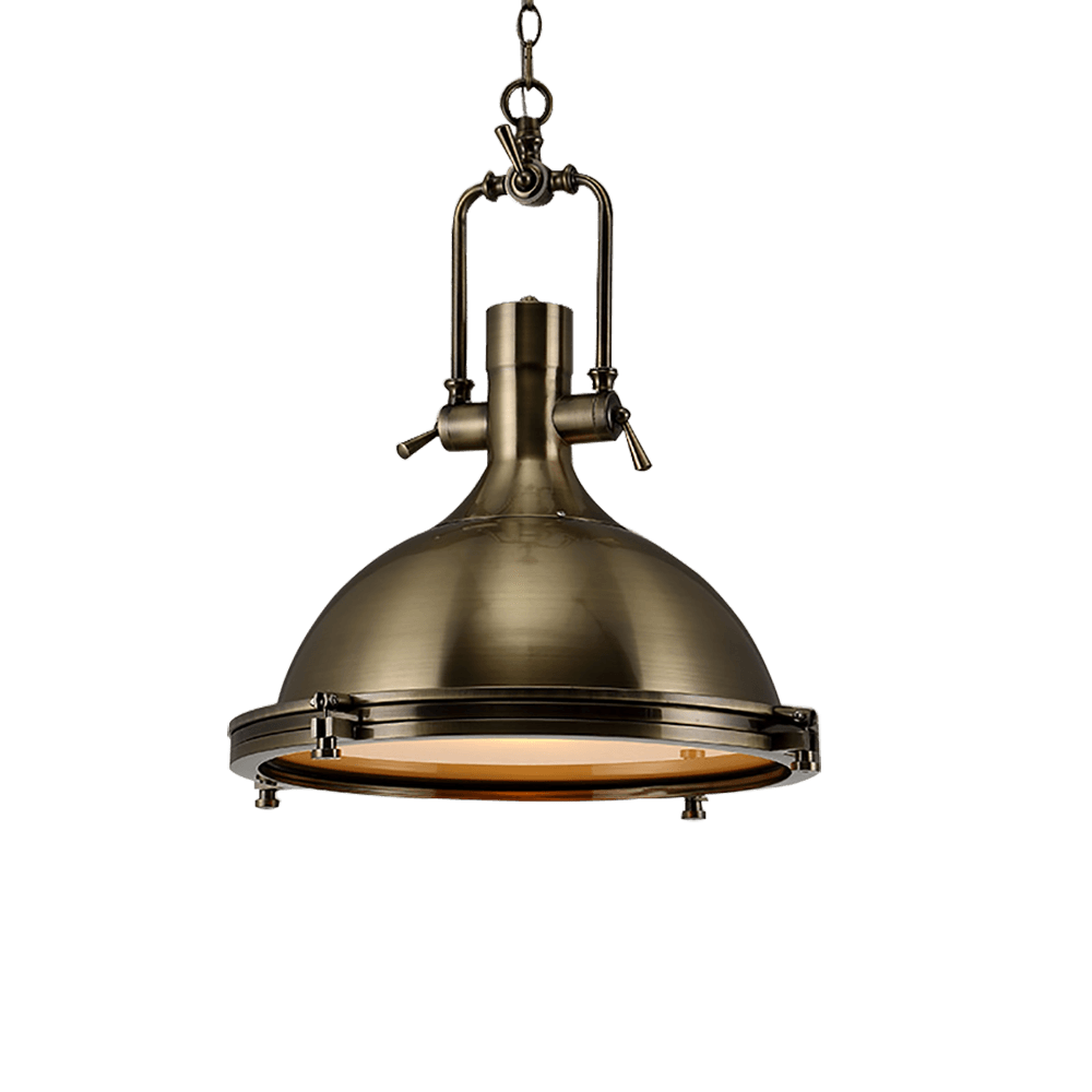 Silven Pendant Lamp Brass Ribbed Dome Industrial