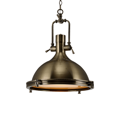 Silven Pendant Lamp Brass Ribbed Dome Industrial