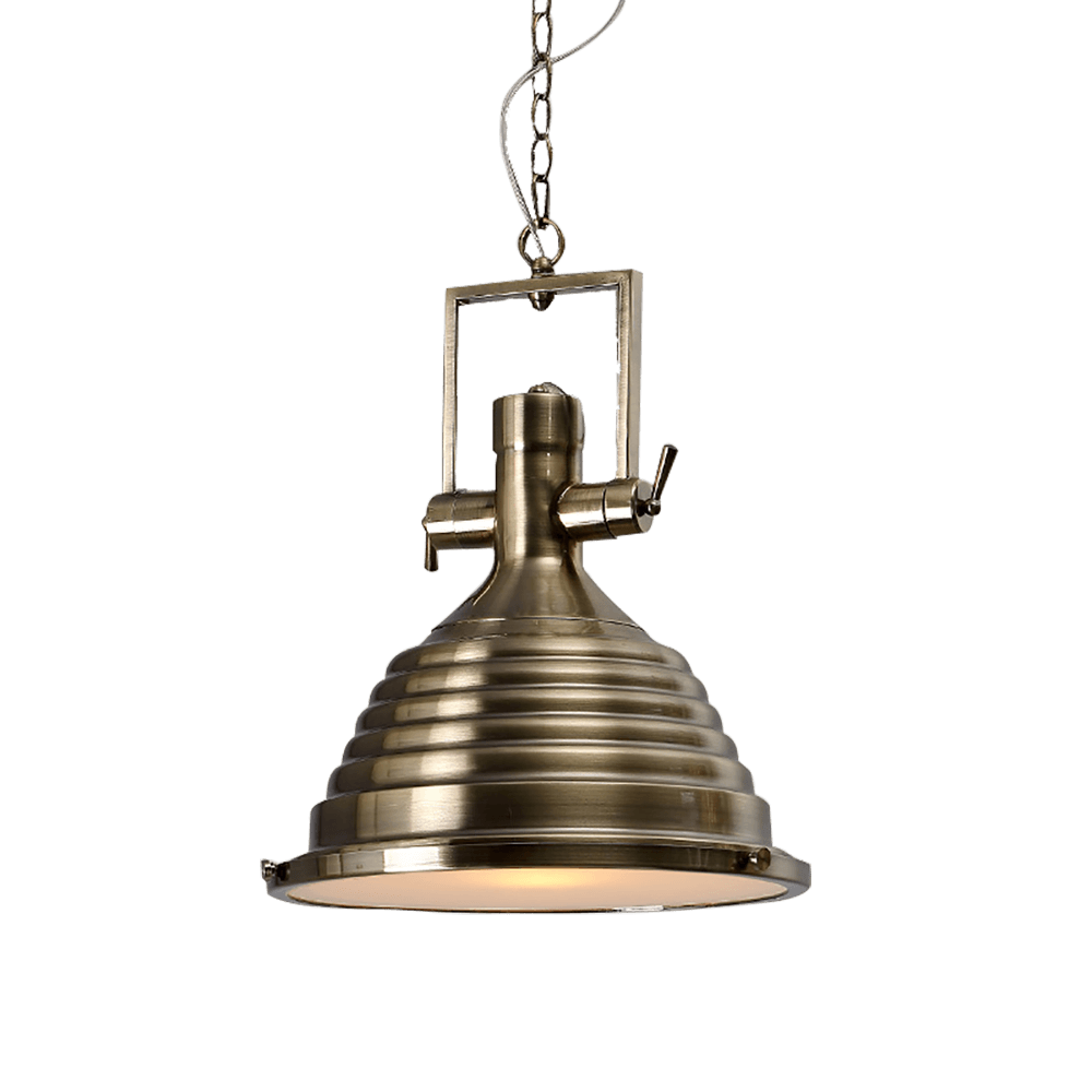 Silven Pendant Lamp Brass Ribbed Dome Industrial