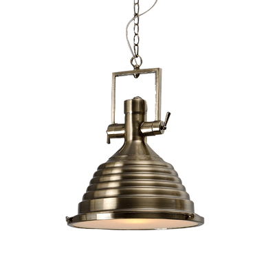 Silven Pendant Lamp Brass Ribbed Dome Industrial