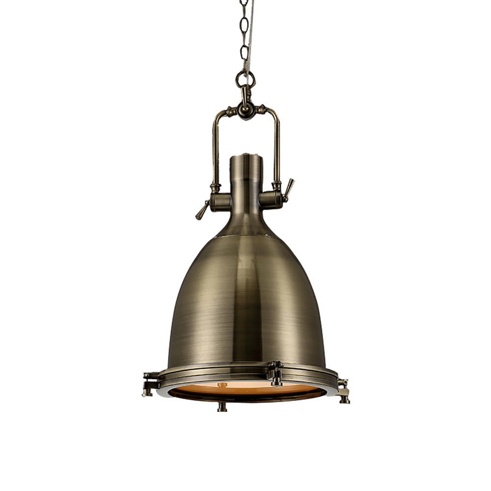 Silven Pendant Lamp Brass Ribbed Dome Industrial