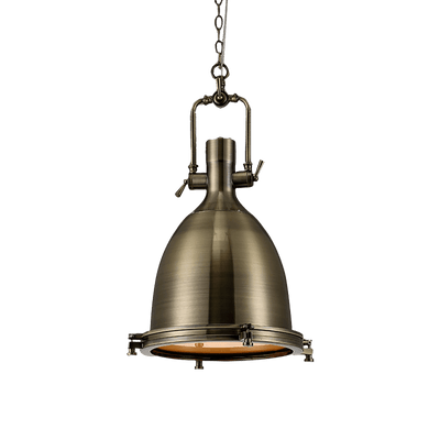 Silven Pendant Lamp Brass Ribbed Dome Industrial