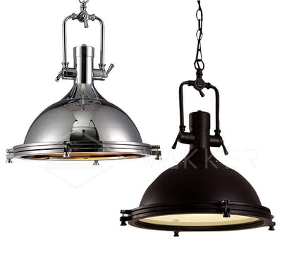 Silven Pendant Lamp Brass Ribbed Dome Industrial