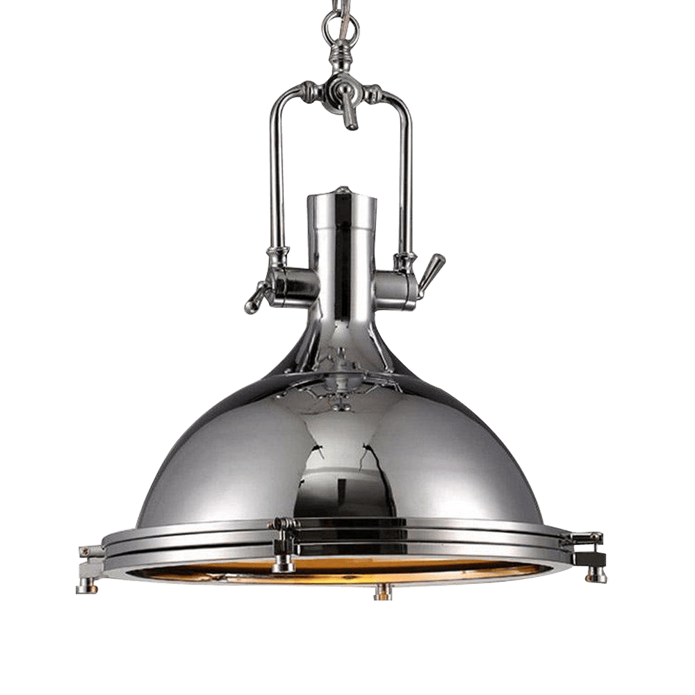 Silven Pendant Lamp Brass Ribbed Dome Industrial