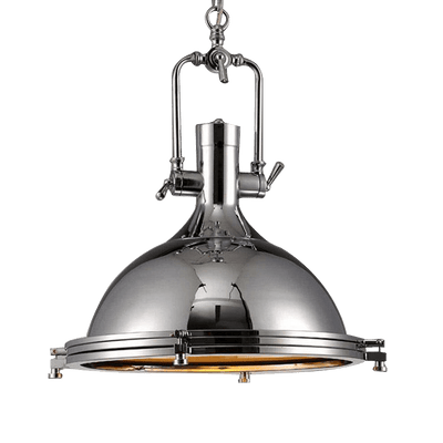 Silven Pendant Lamp Brass Ribbed Dome Industrial