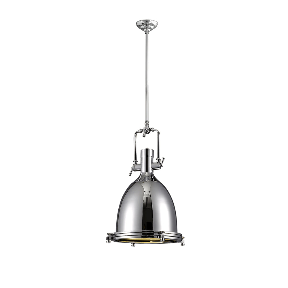 Silven Pendant Lamp Brass Ribbed Dome Industrial