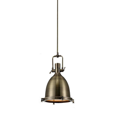 Silven Pendant Lamp Brass Ribbed Dome Industrial